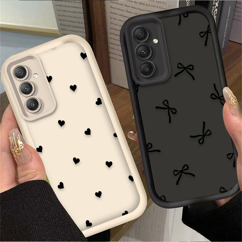 Phone Cases For Samsung - Funda negra con lazo de corazón