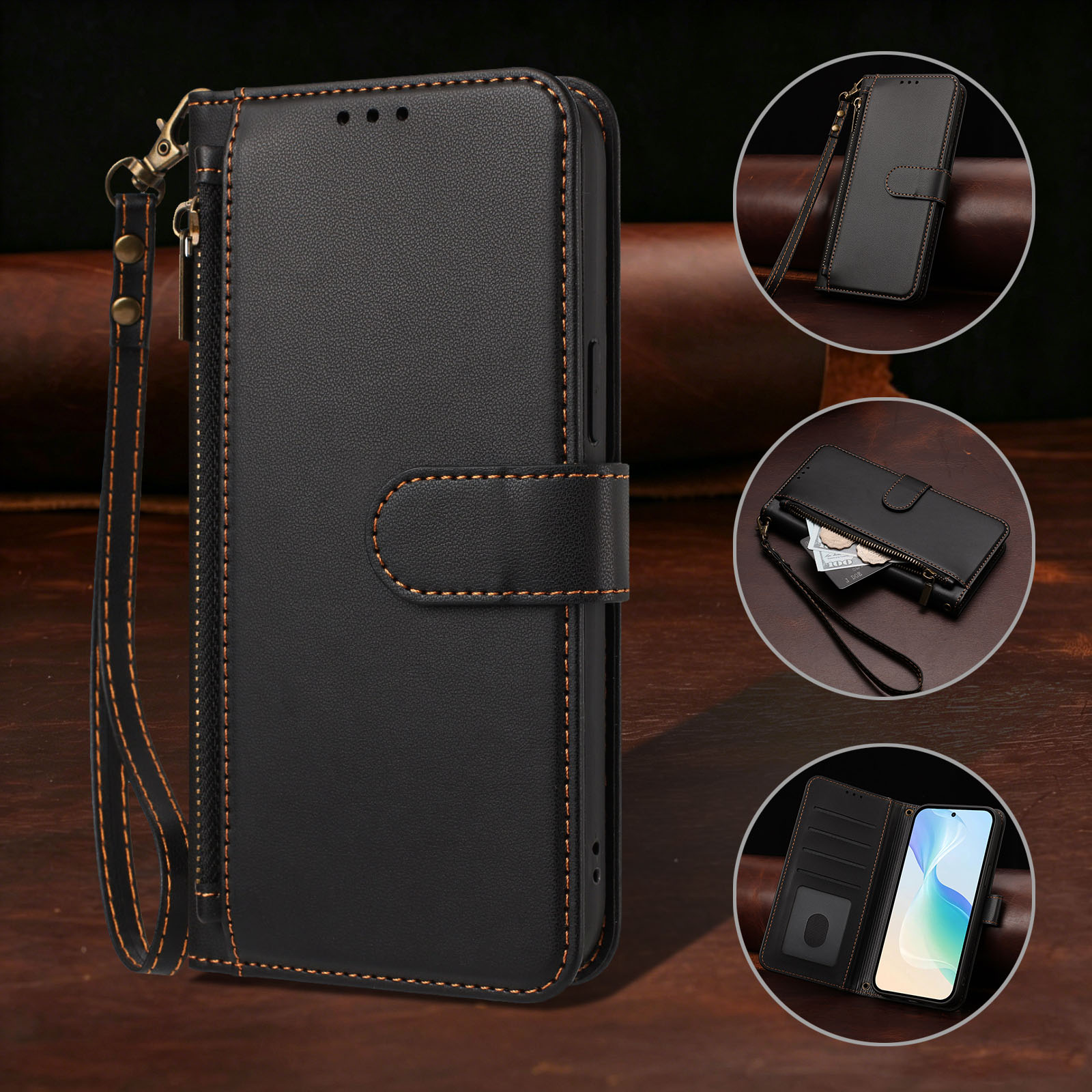 Funda de cuero con cremallera  - Phone Cases Moto G 2025 reseña y precio