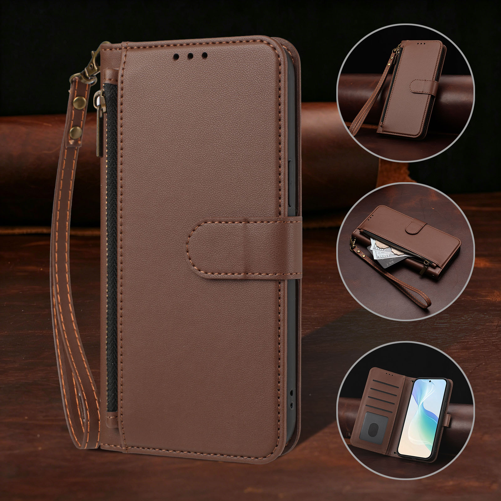 Funda de cuero con cremallera  - Phone Cases Moto G 2025 reseña y precio